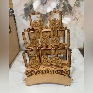 Wooden Day of the Dead Offering (Ofrenda día de muertos de madera). Size 8X8X12”